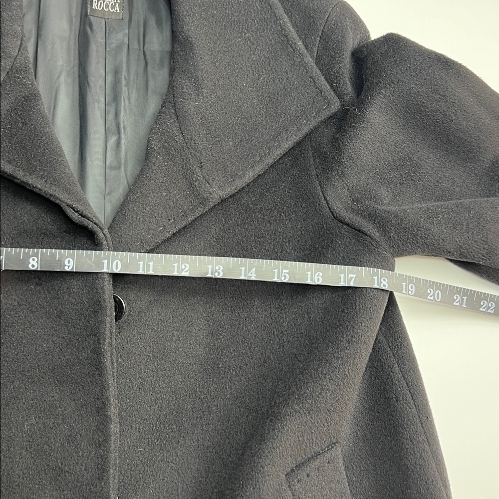 Cinzia Rocca Classic virgin wool Black Pea Coat career quality mature timeless S - Picture 6 of 12
